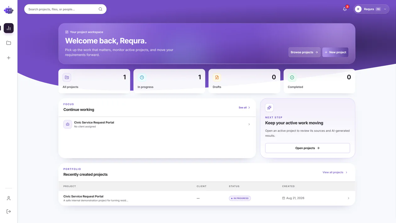 Requra workspace overview